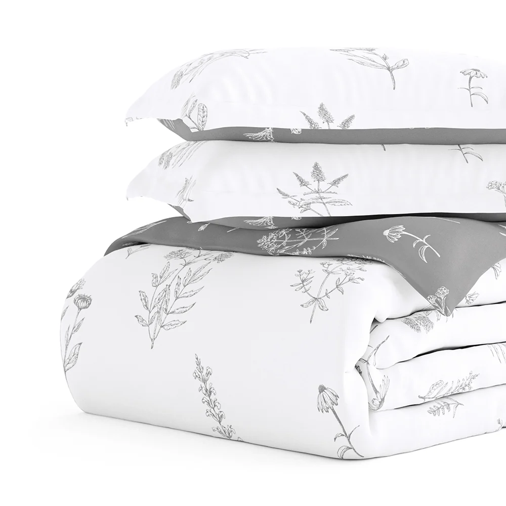 Botany Floral Pattern 3-Piece Reversible Duvet Cover Set (Sale) - Image 7