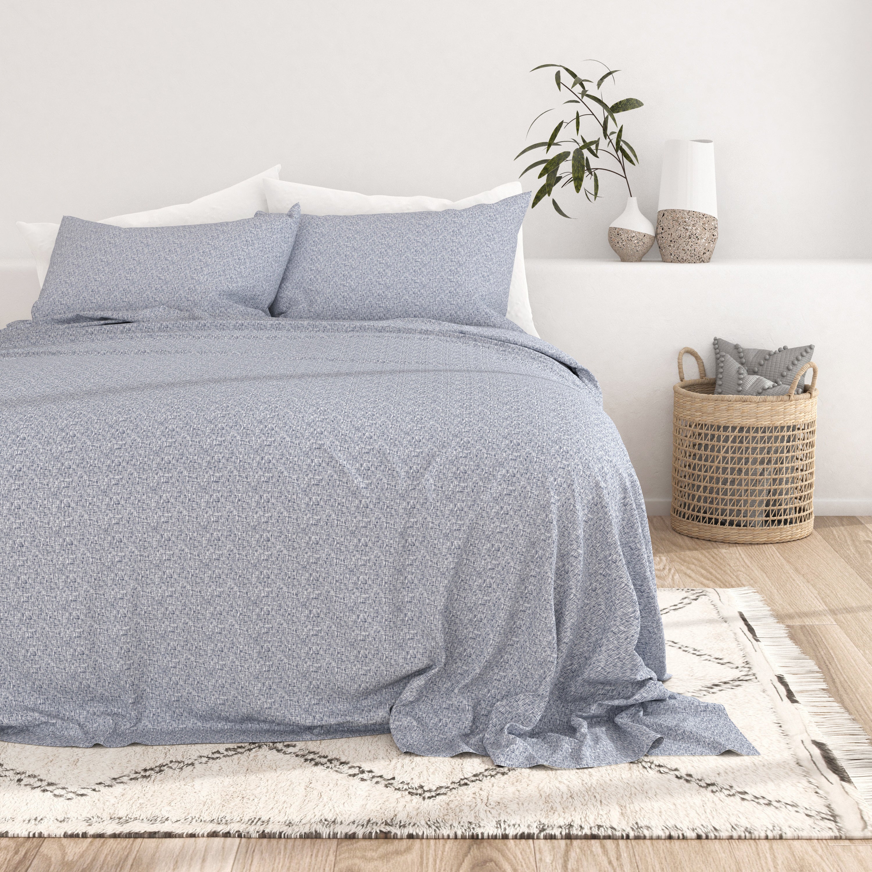 Chambray Style Pattern 4-Piece Sheet Set (Sale) - Image 7