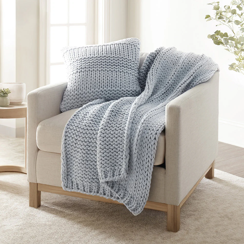 Chunky Knit Throw Blanket and Decor Pillow with Insert Bundle (Sale) - Image 5