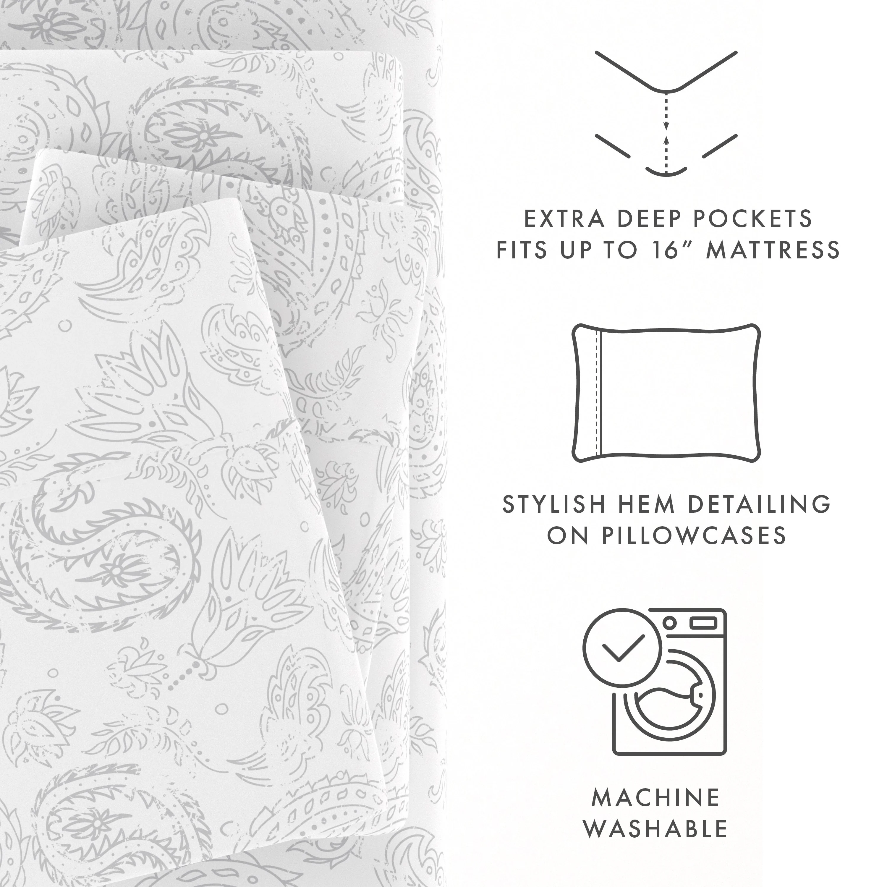 Coarse Paisley Pattern 4-Piece Sheet Set (Sale) - Image 14