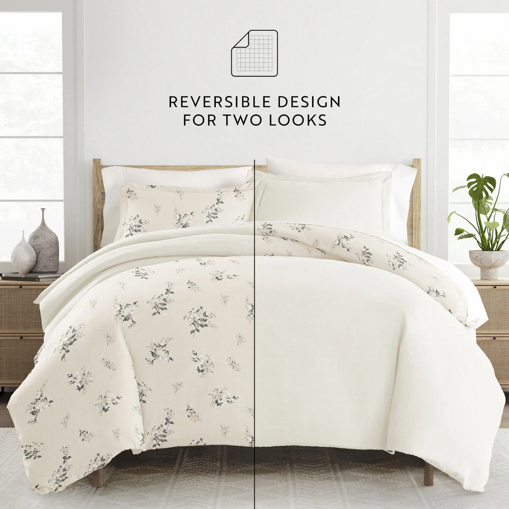 Delicate Floral Pattern 3-Piece Reversible Duvet Cover Set (Sale) - Image 12