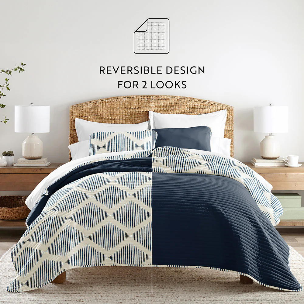 Distressed Diamond Reversible Quilted Coverlet Set (Sale) - Image 5