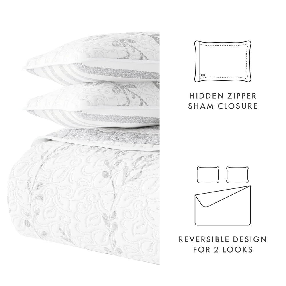 Sale - Floral 3-Piece Quilted Coverlet Set - Image 107