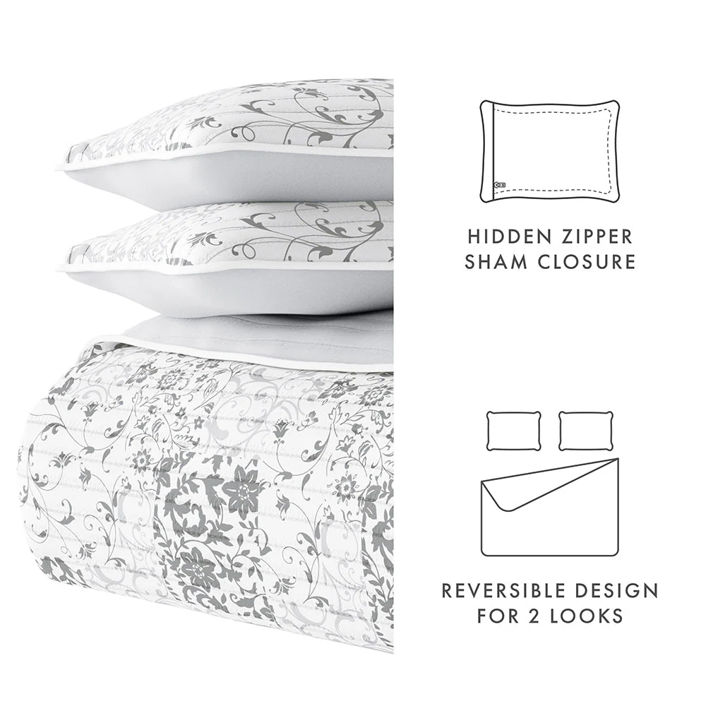 Sale - Floral 3-Piece Quilted Coverlet Set - Image 109