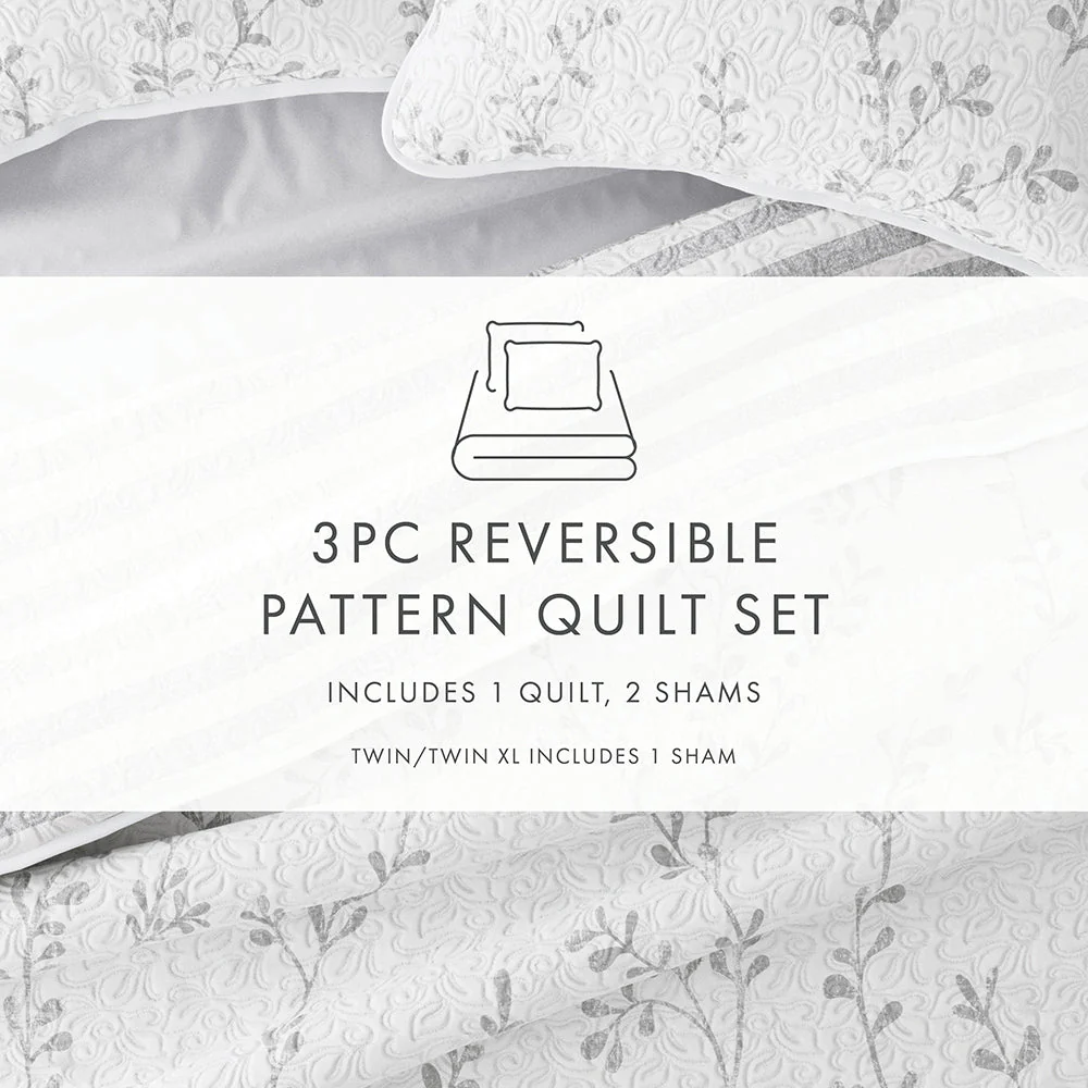 Sale - Floral 3-Piece Quilted Coverlet Set - Image 74