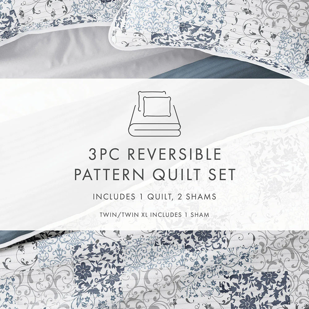 Sale - Floral 3-Piece Quilted Coverlet Set - Image 77