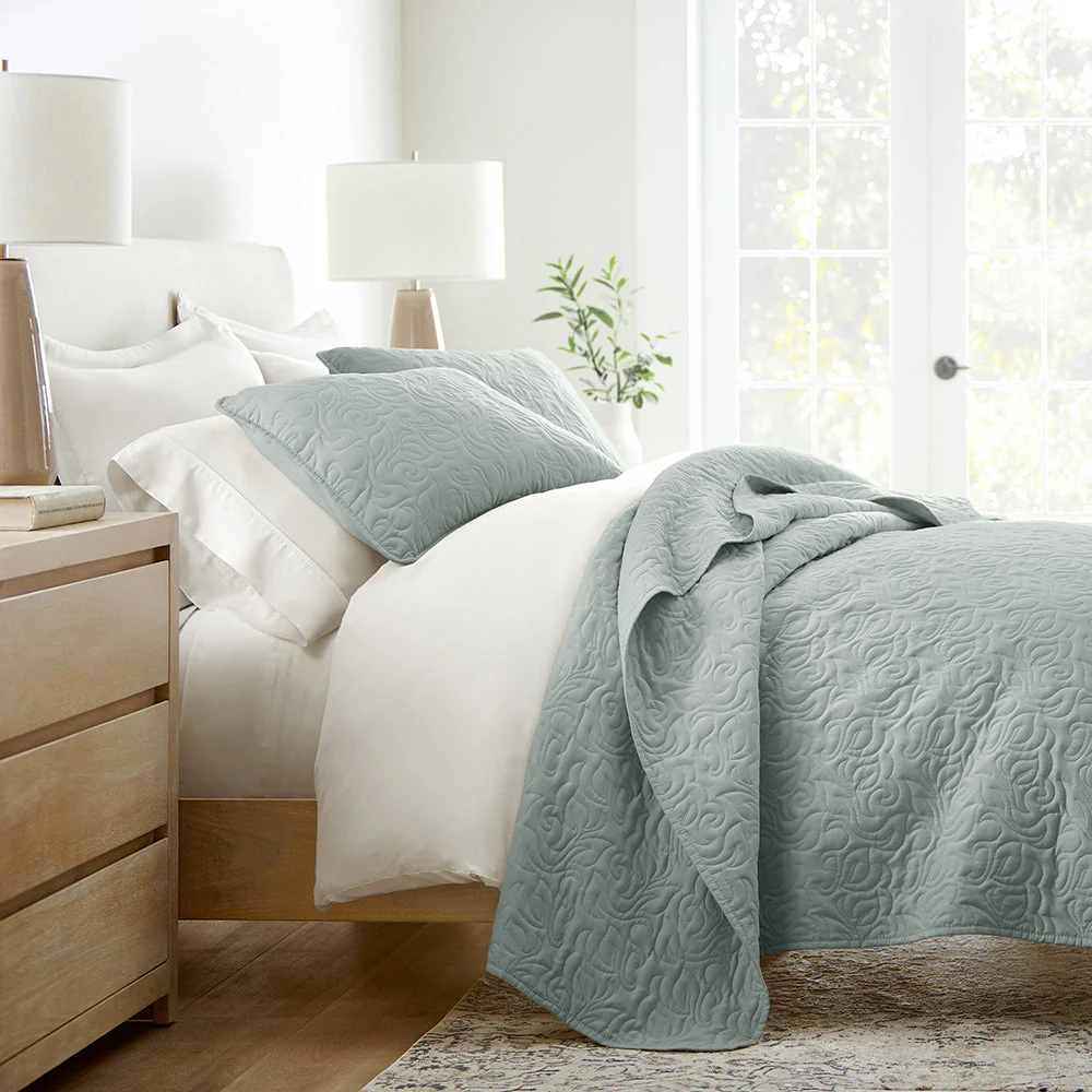 3-Piece Floral Stitch Quilted Coverlet Set (Sale)