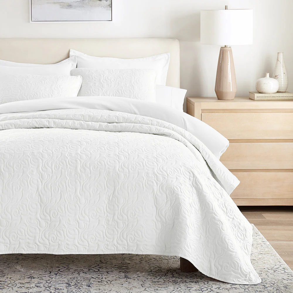 3-Piece Floral Stitch Quilted Coverlet Set (Sale) - Image 10