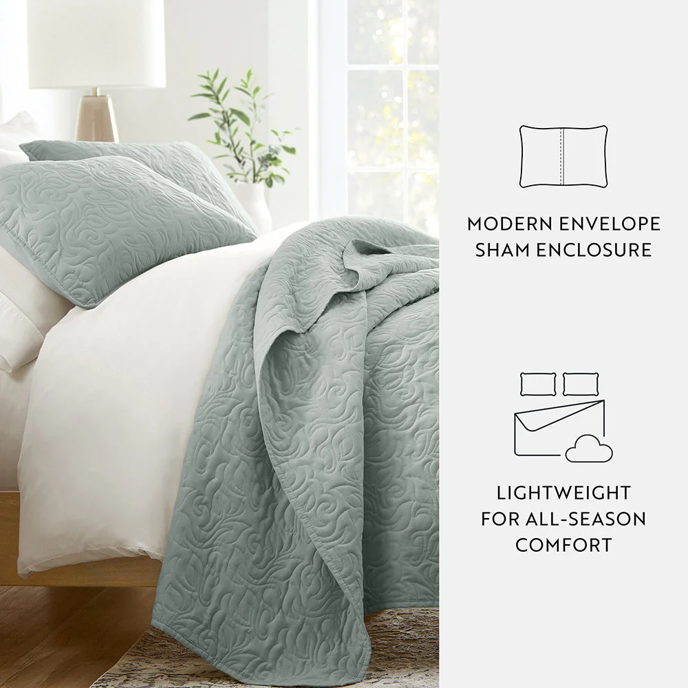 3-Piece Floral Stitch Quilted Coverlet Set (Sale) - Image 43
