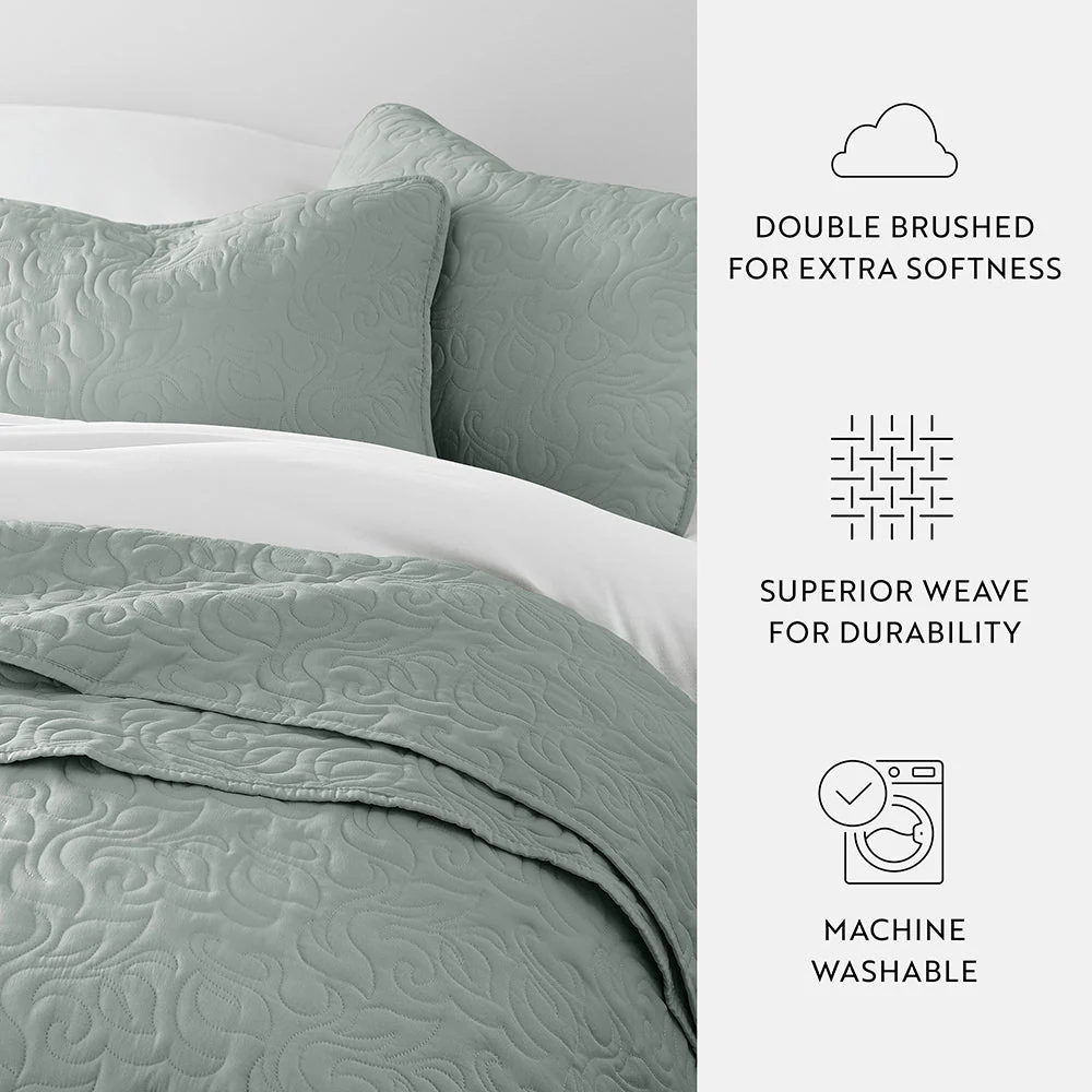 3-Piece Floral Stitch Quilted Coverlet Set (Sale) - Image 49