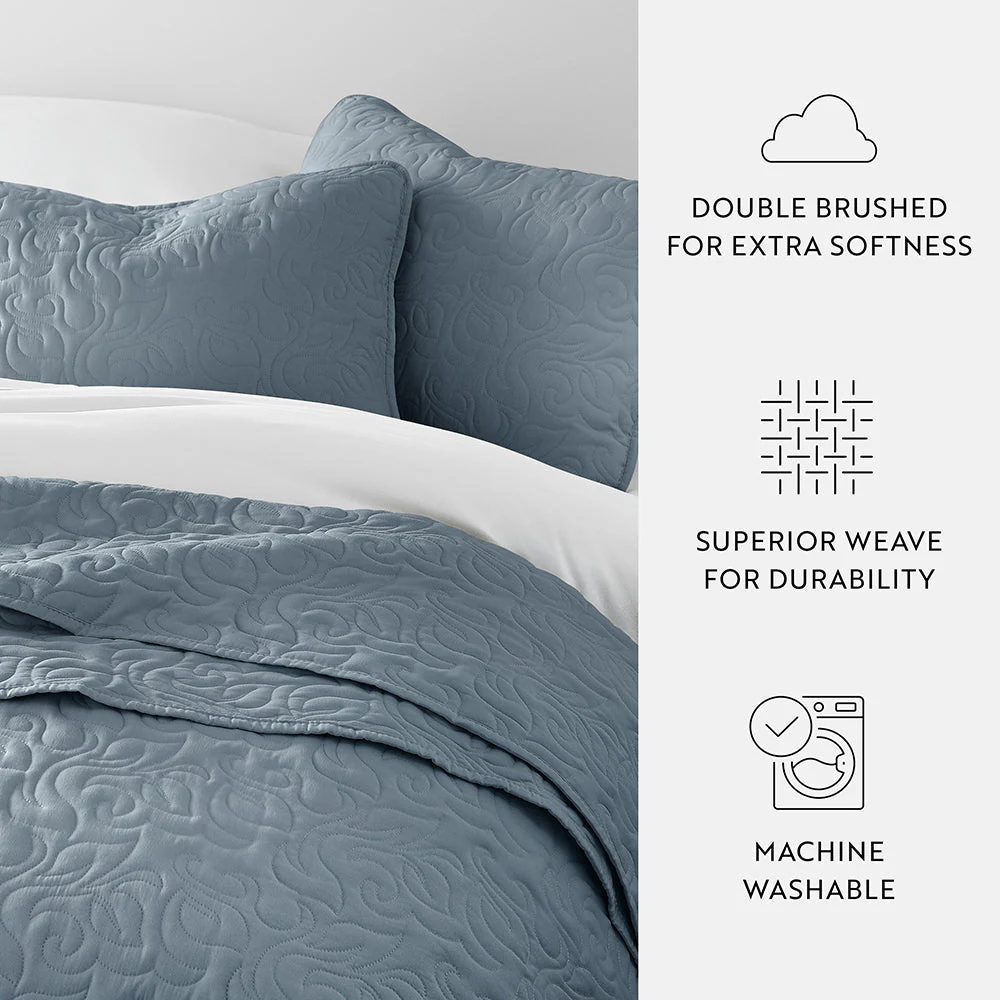 3-Piece Floral Stitch Quilted Coverlet Set (Sale) - Image 50