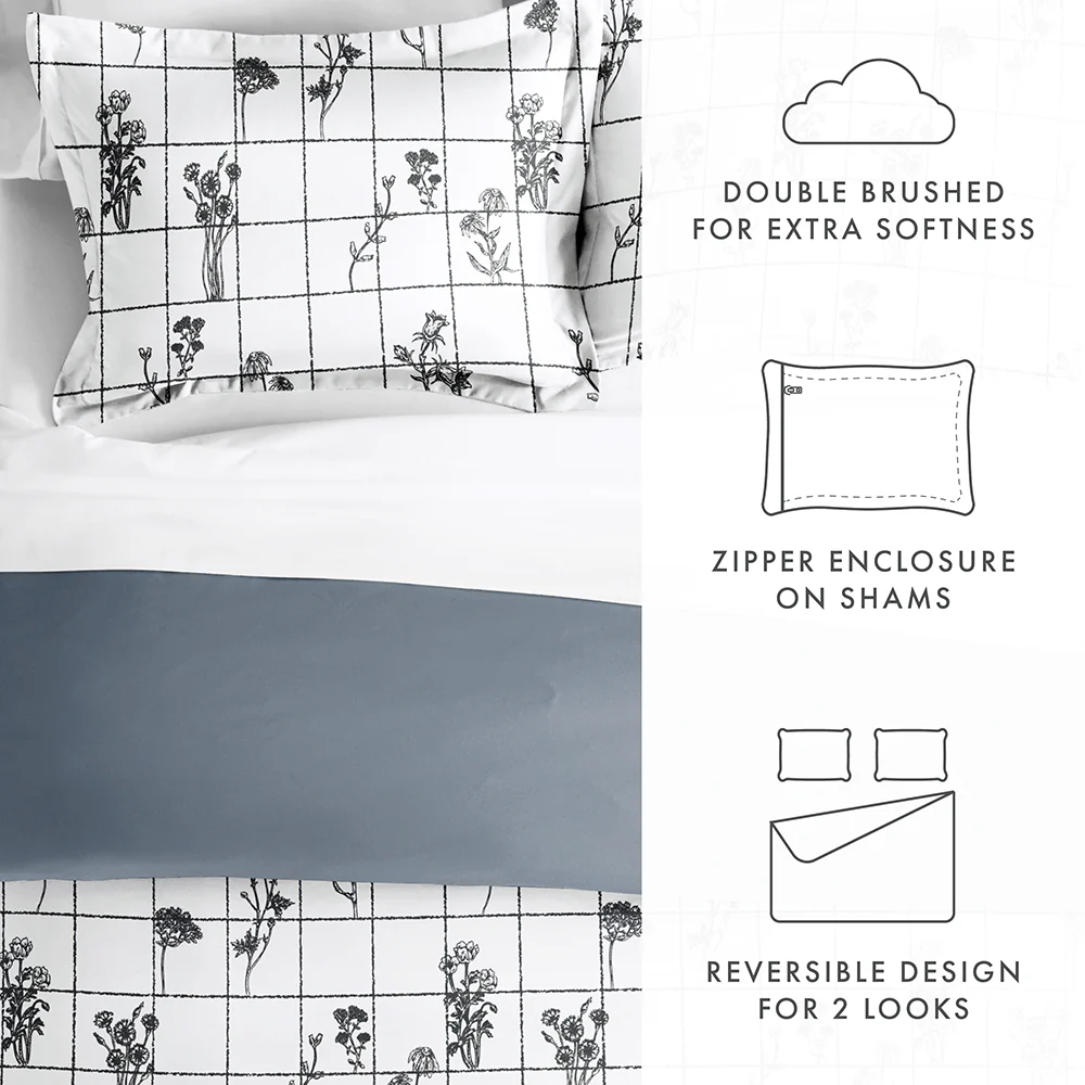 Flower Field Pattern 3-Piece Reversible Duvet Cover Set (Sale) - Image 10
