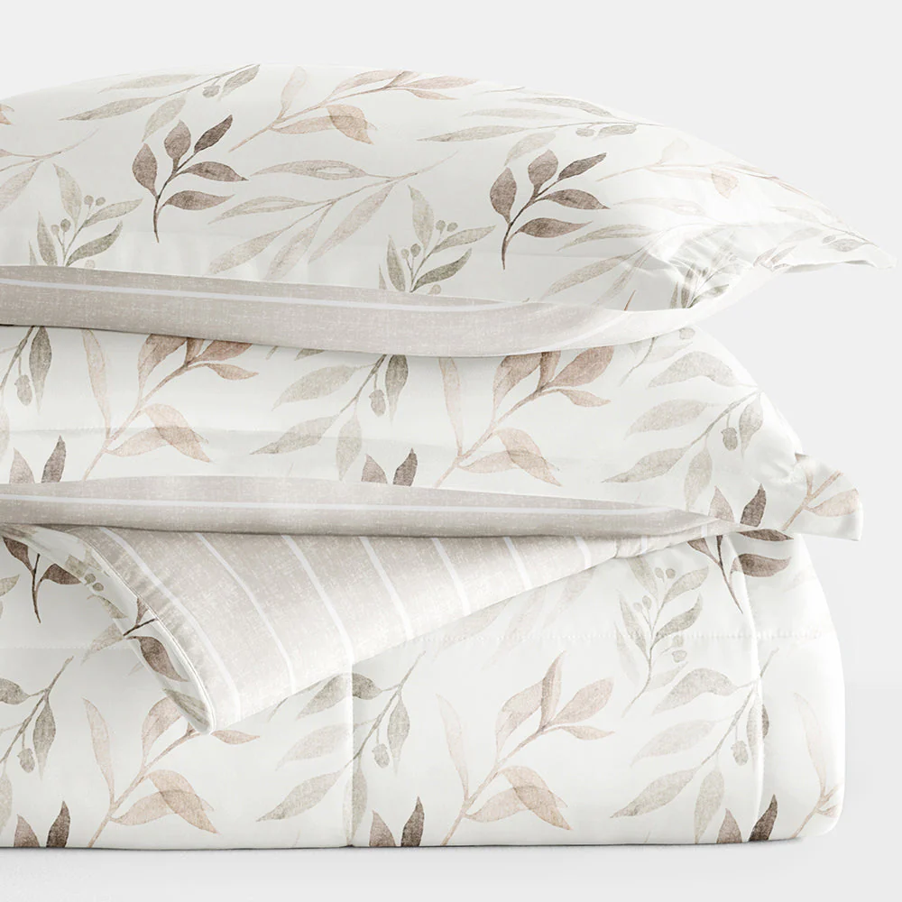 Foliage Stripe Reversible Down-Alternative Comforter Set (Sale) - Image 9