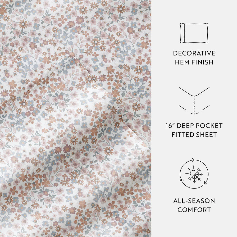 Garden Bloom 4-Piece Long Staple Cotton Sheet Set (Sale) - Image 9