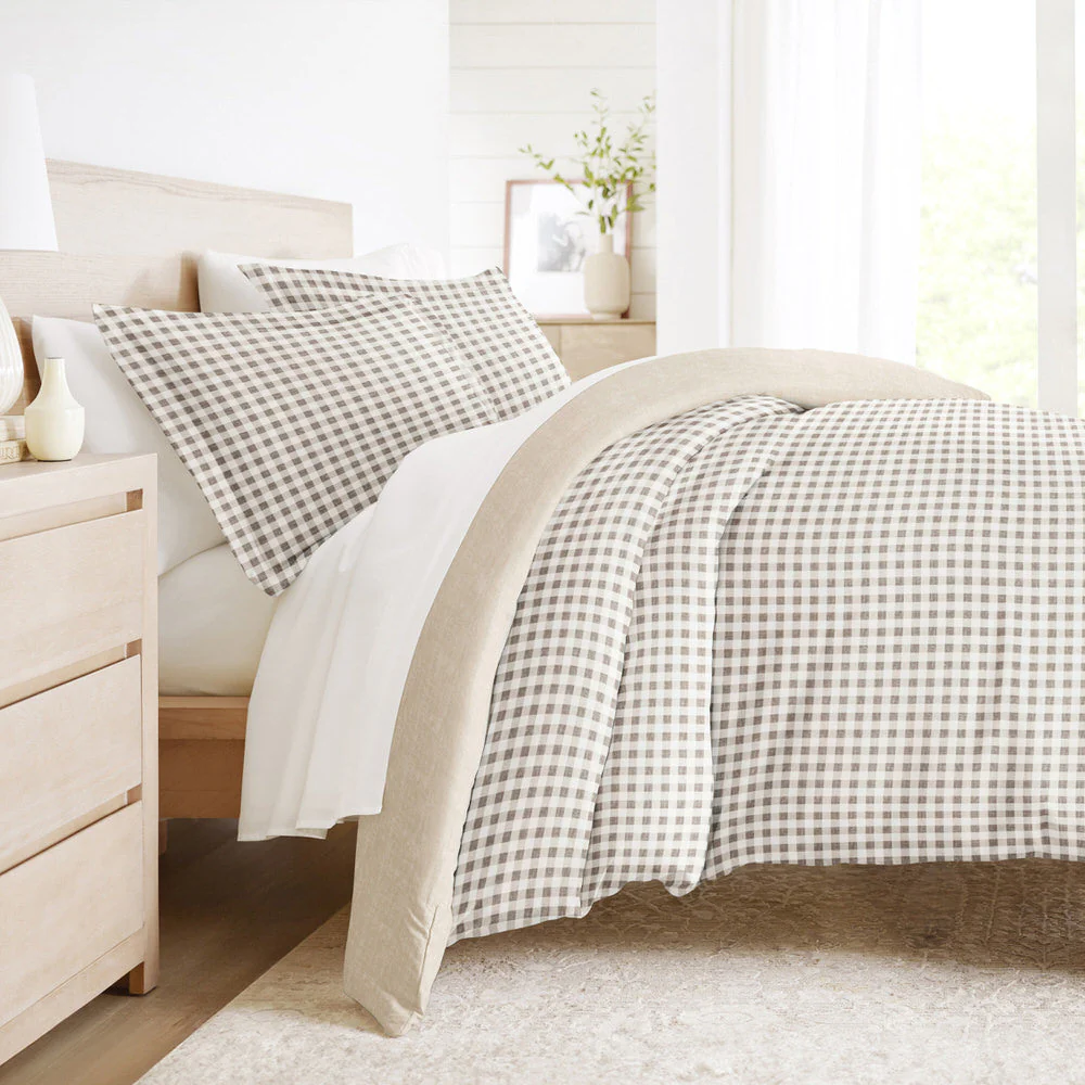 Gingham Check Pattern 3-Piece Reversible Duvet Cover Set (Sale) - Image 3