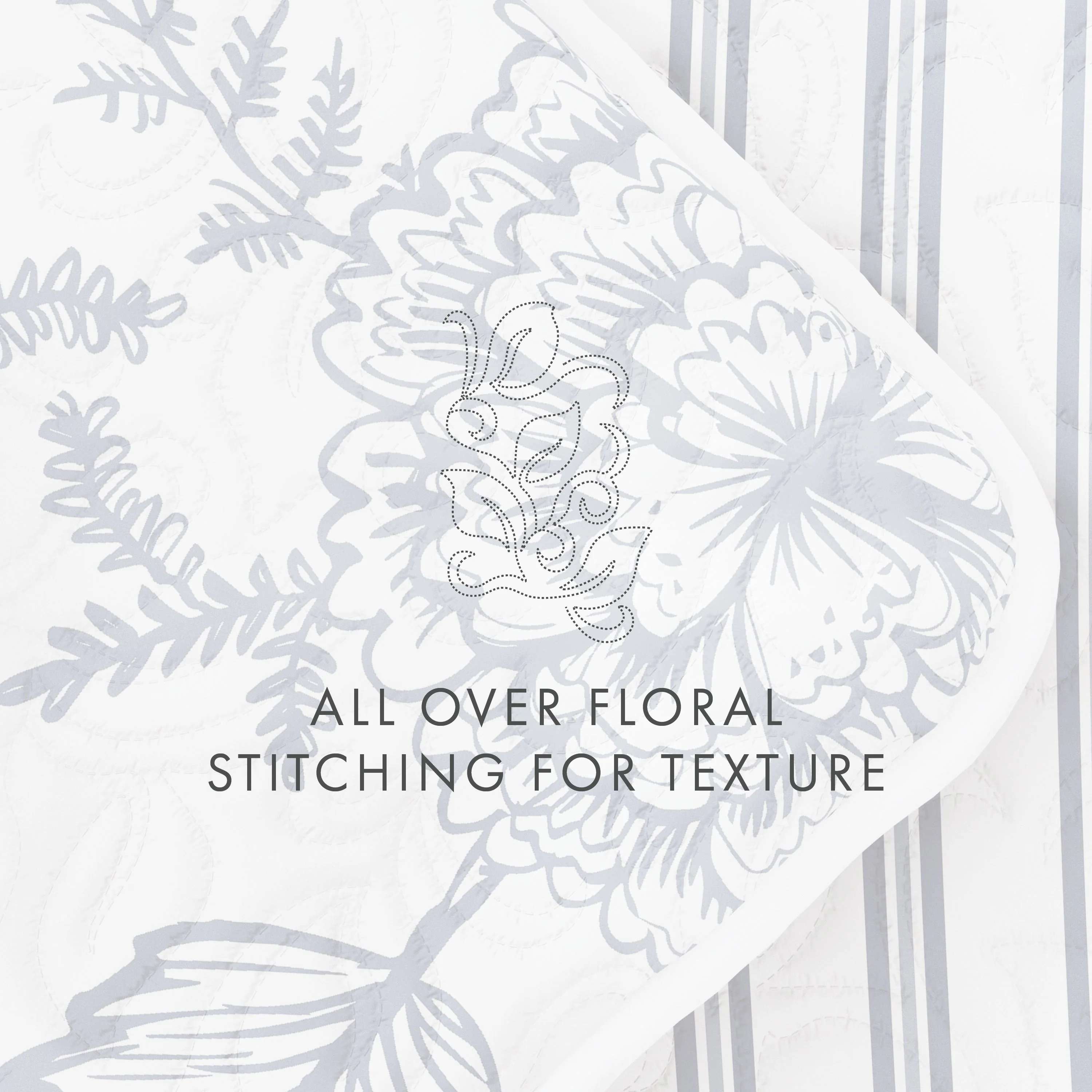 Sale - Jacobean/Stripe Reversible Quilted Coverlet Set - Image 8