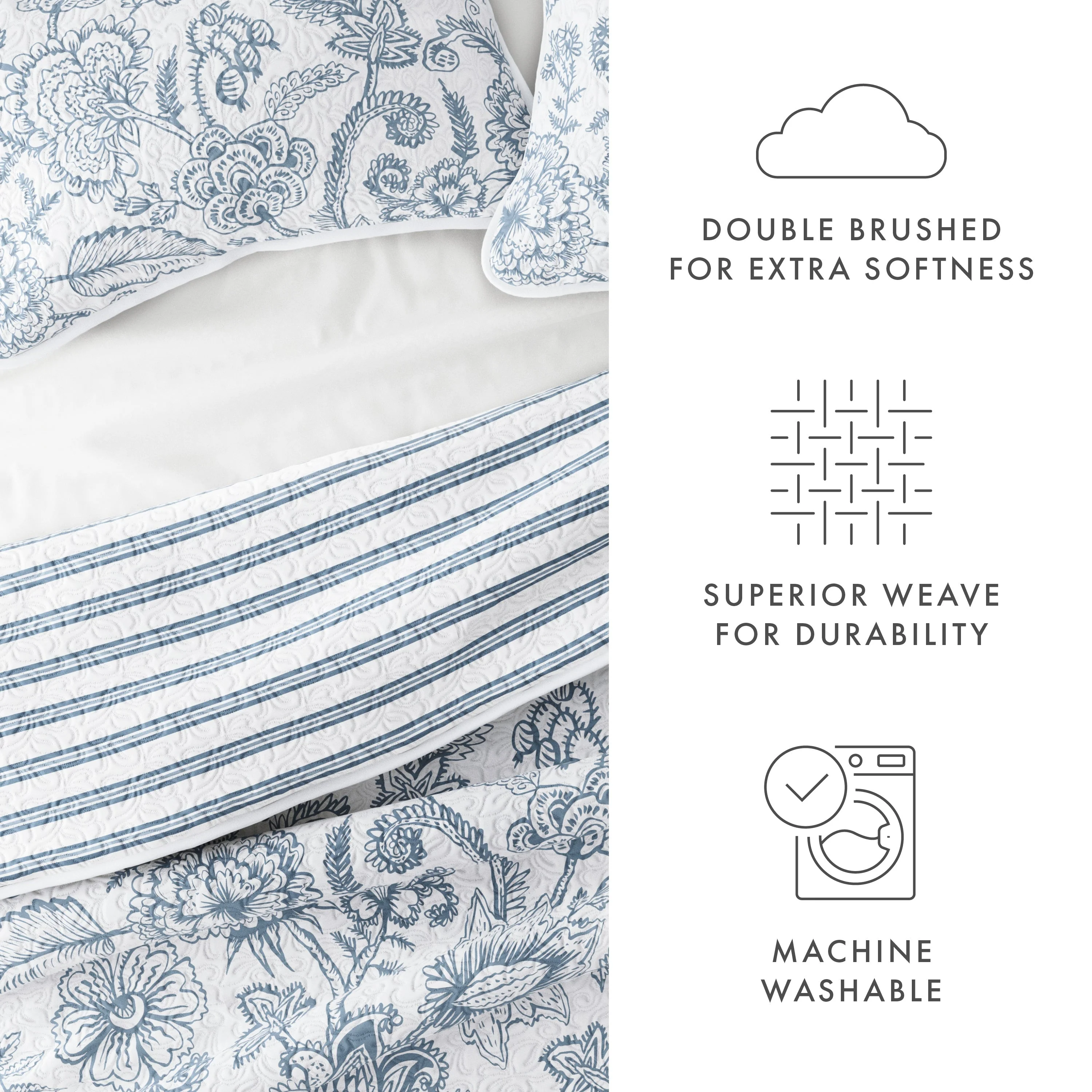Jacobean/Stripe Reversible Quilted Coverlet Set (Sale) - Image 9