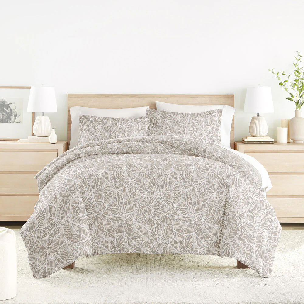 Linear Leaves Pattern 3-Piece Duvet Cover Set (Sale) - Image 3