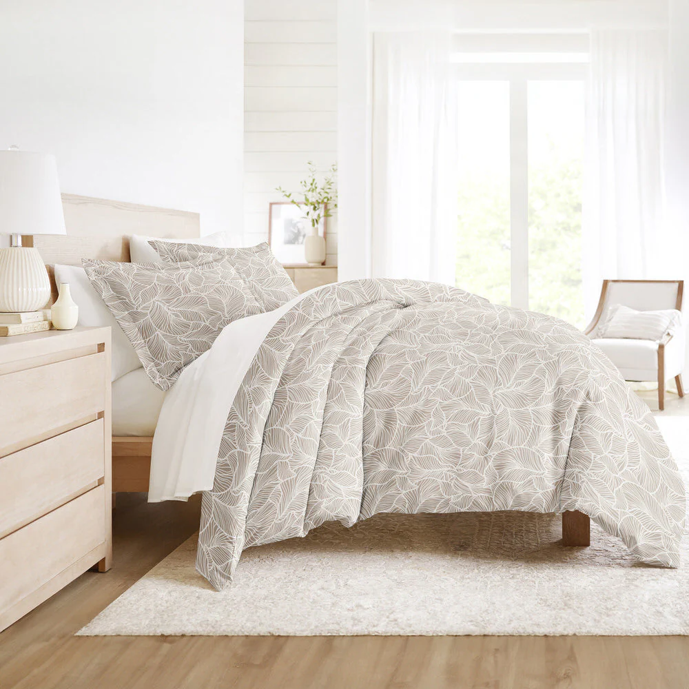 Linear Leaves Pattern 3-Piece Duvet Cover Set (Sale) - Image 4