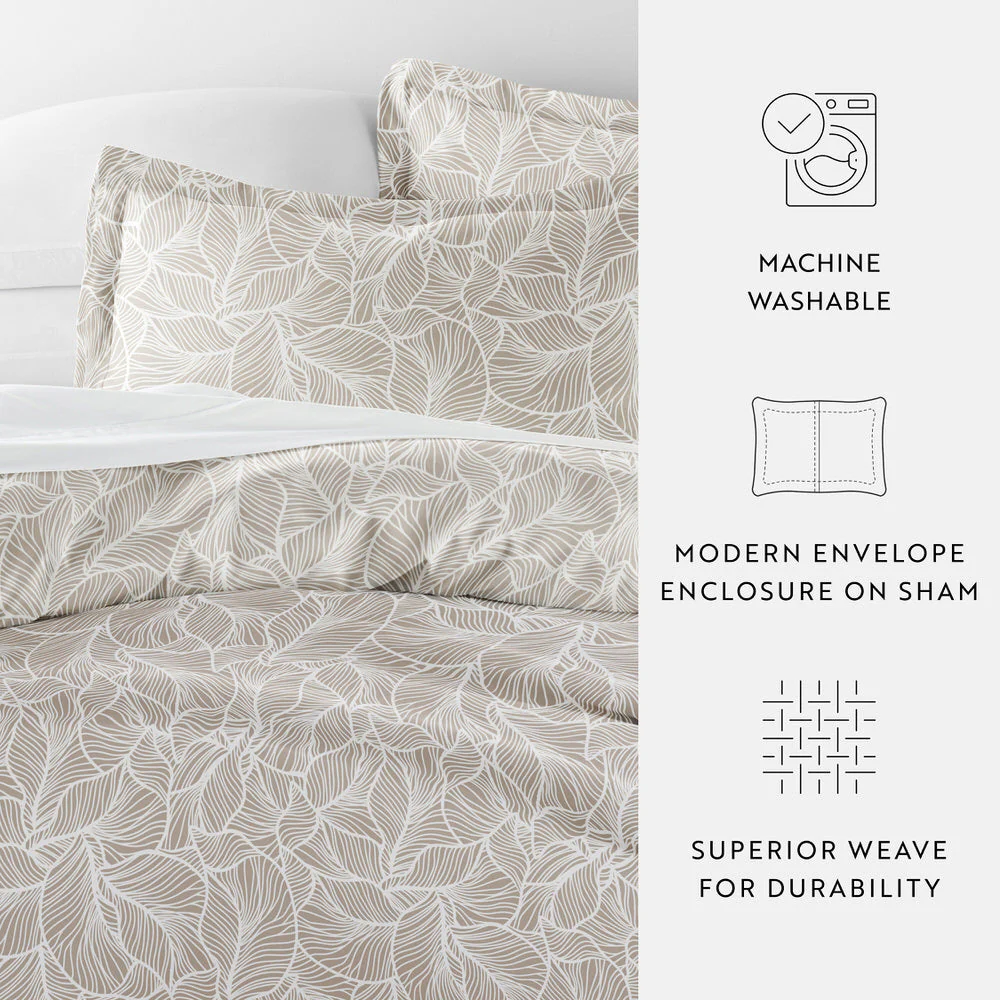 Linear Leaves Pattern 3-Piece Duvet Cover Set (Sale) - Image 7