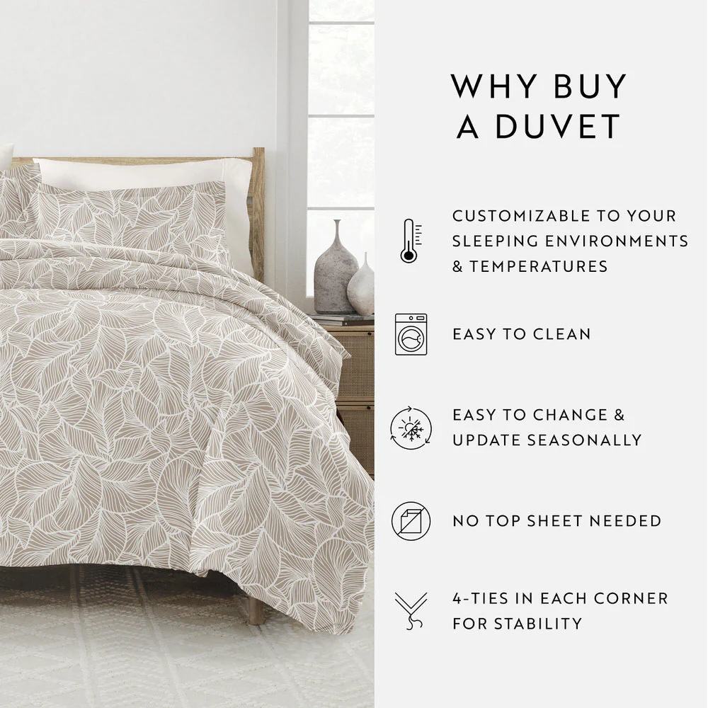 Linear Leaves Pattern 3-Piece Duvet Cover Set (Sale) - Image 9
