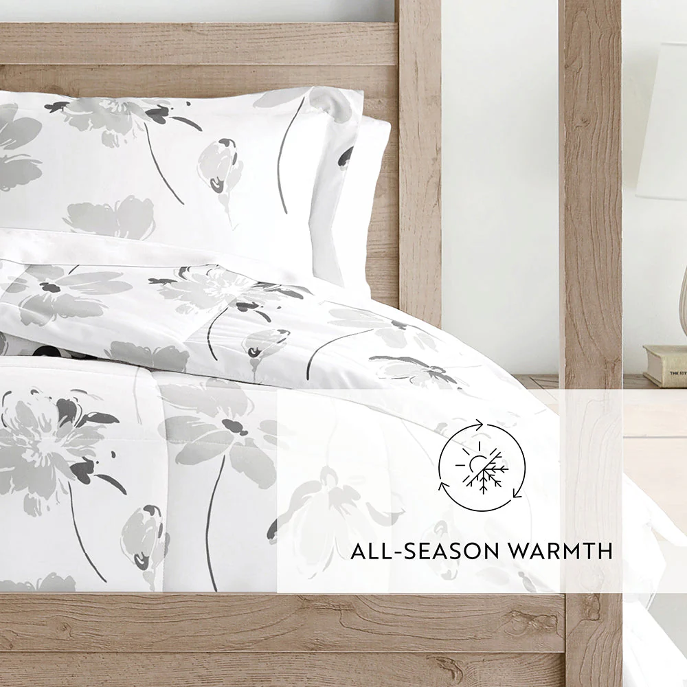 Magnolia Grey Patterned Down-Alternative Comforter Set (Sale) - Image 6