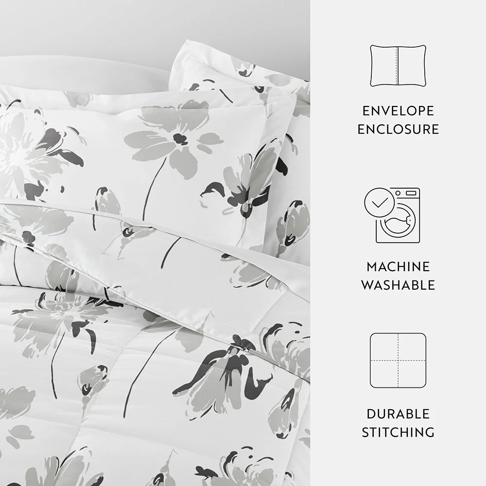 Magnolia Grey Patterned Down-Alternative Comforter Set (Sale) - Image 8