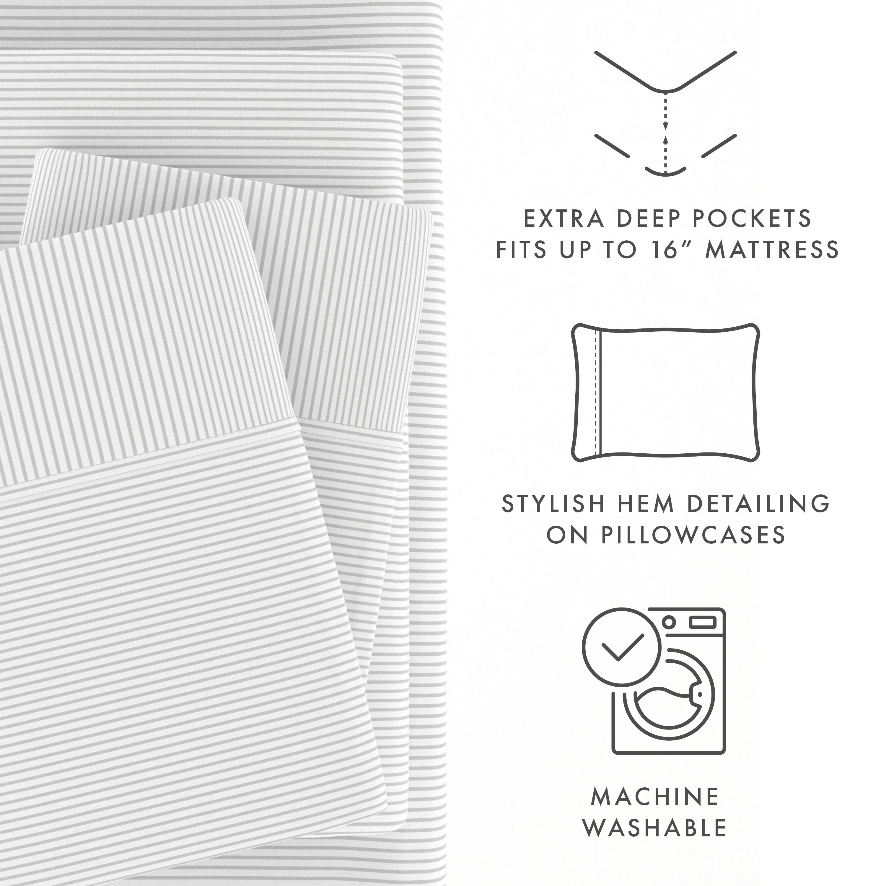 Pinstriped Pattern 4-Piece Sheet Set (Sale) - Image 7