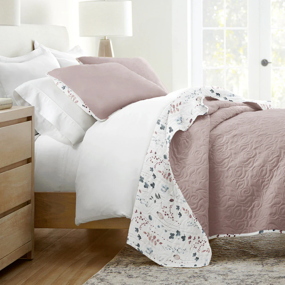 Poppy Bloom Reversible Quilted Coverlet Set (Sale) - Image 2