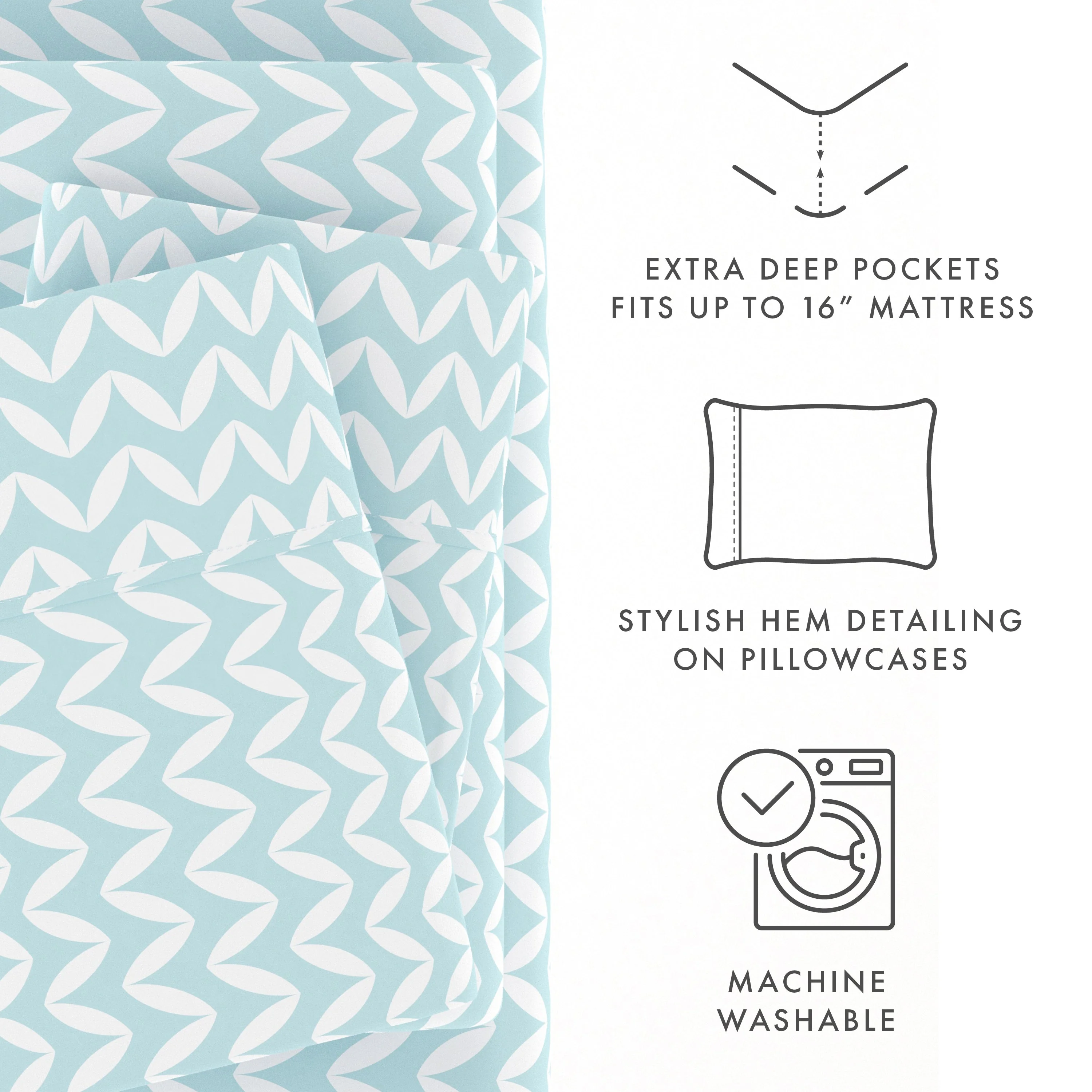 Puffed Chevron Pattern 4-Piece Sheet Set (Sale) - Image 19