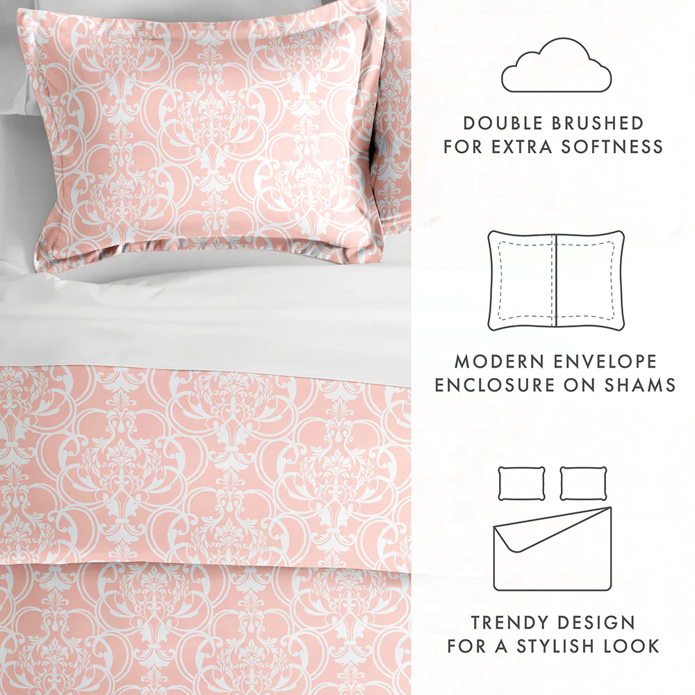 Romantic Damask Pattern 3-Piece Duvet Cover Set (Sale) - Image 8