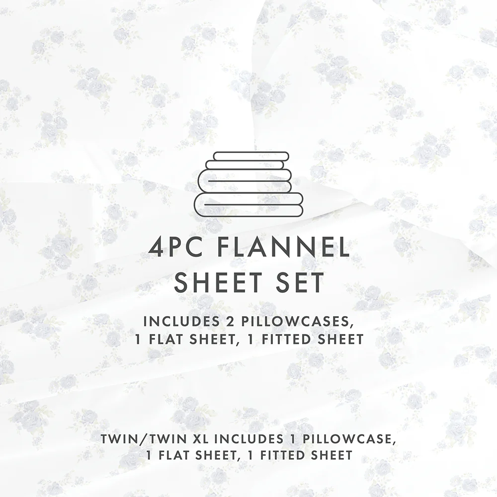 Rose Bunch 4-Piece Flannel Sheet Set (Sale) - Image 9