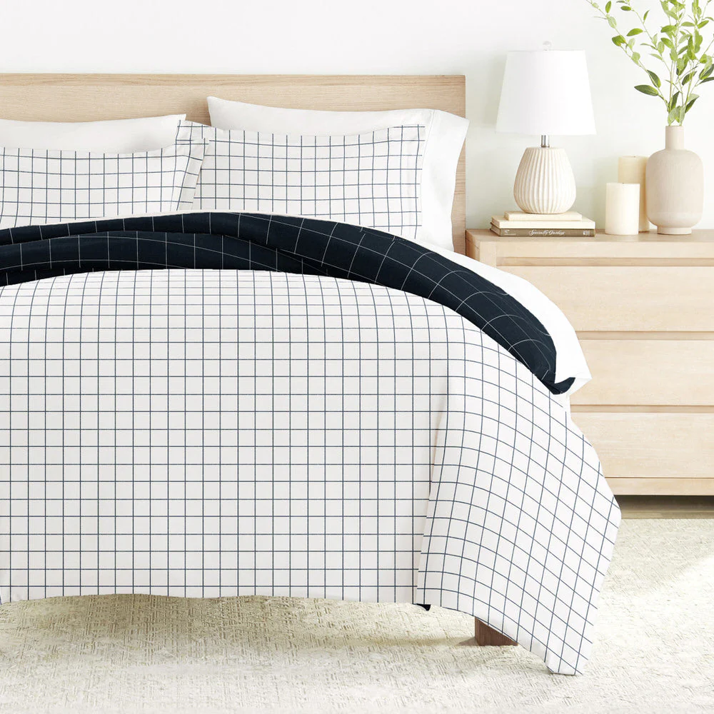 Rustic Windowpane Pattern 3-Piece Reversible Duvet Cover Set (Sale) - Image 2