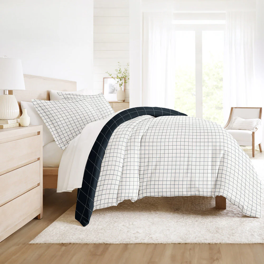 Rustic Windowpane Pattern 3-Piece Reversible Duvet Cover Set (Sale) - Image 8