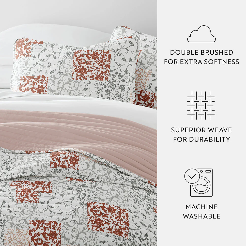 Scrolled Patchwork Reversible Quilted Coverlet Set (Sale) - Image 22