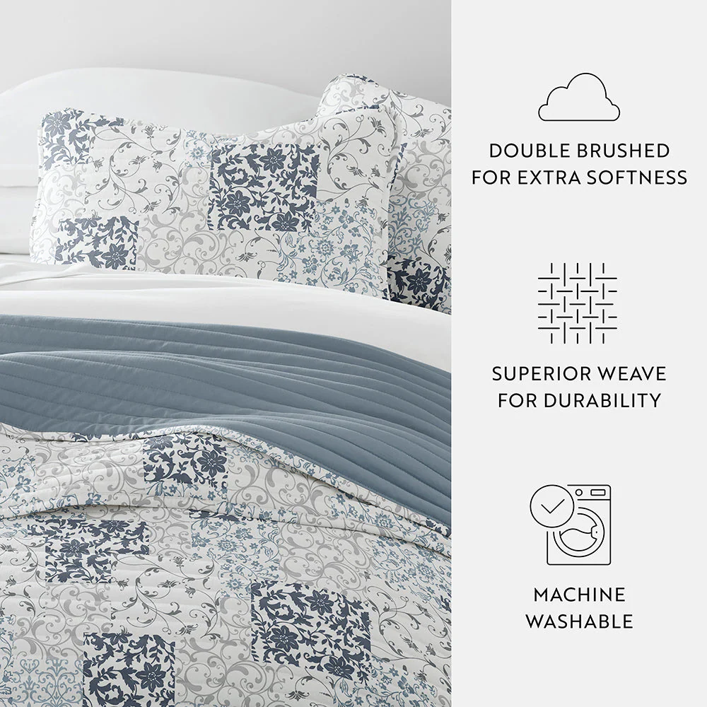 Scrolled Patchwork Reversible Quilted Coverlet Set (Sale) - Image 24