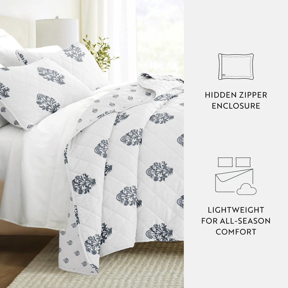 Stamped Bloom Reversible Quilted Coverlet Set (Sale) - Image 10