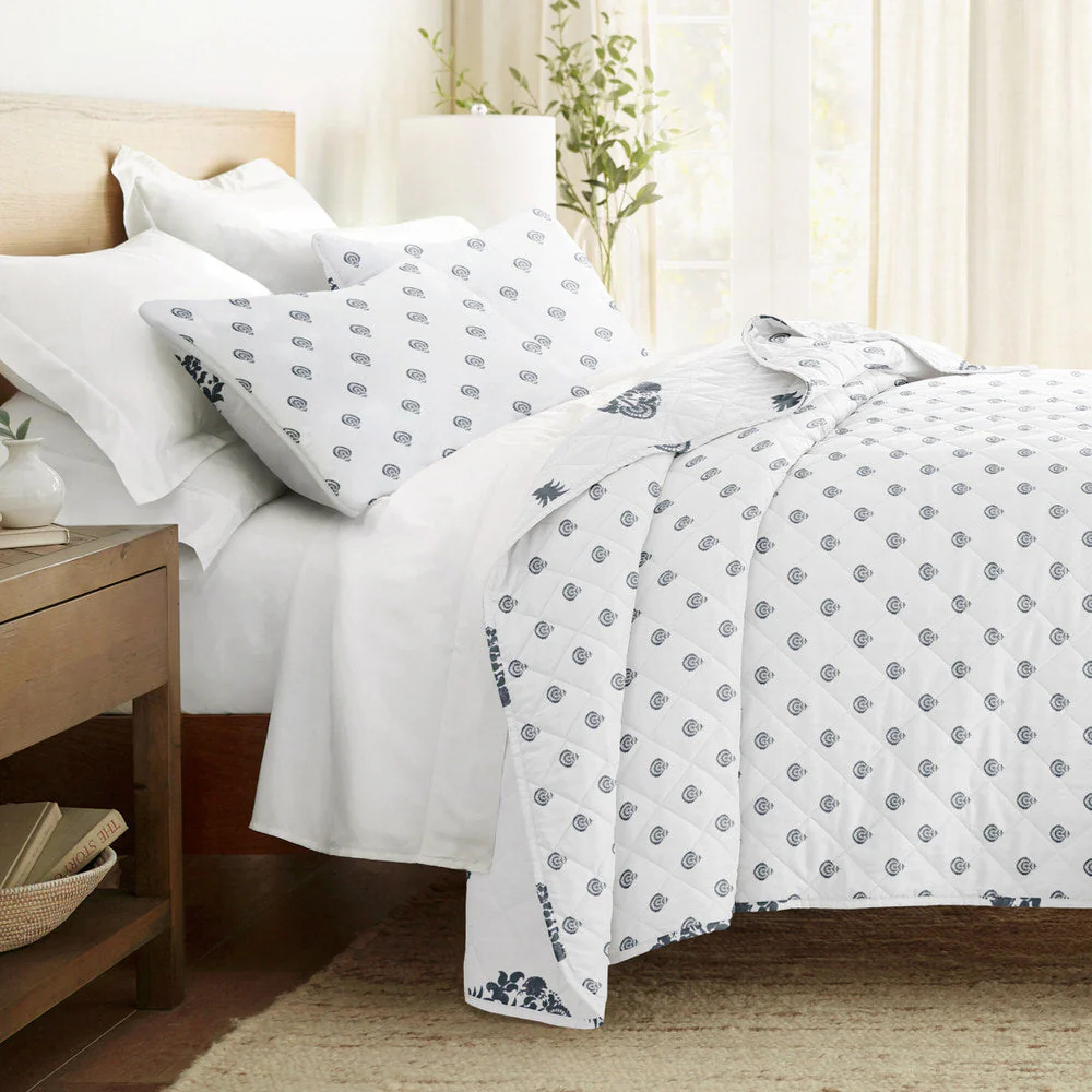 Stamped Bloom Reversible Quilted Coverlet Set (Sale) - Image 2
