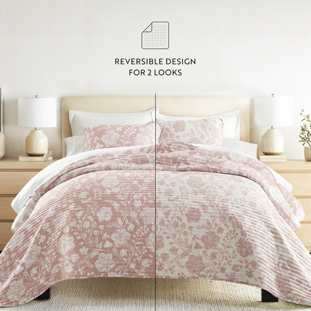 Textured Floral Reversible Quilted Coverlet Set (Sale) - Image 27