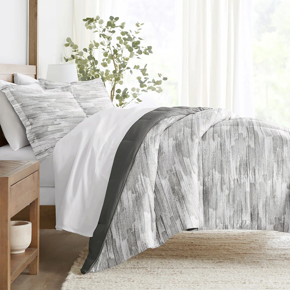Textured Stripe Reversible Down-Alternative Comforter Set (Sale)