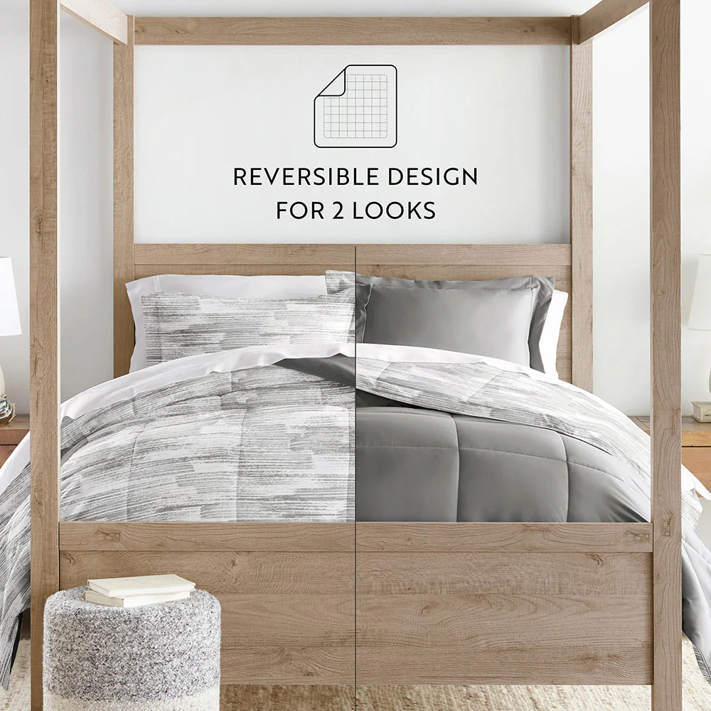 Textured Stripe Reversible Down-Alternative Comforter Set (Sale) - Image 12