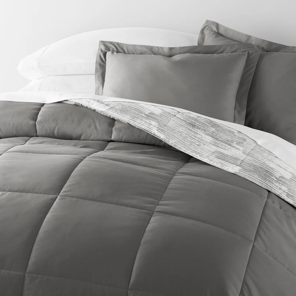 Textured Stripe Reversible Down-Alternative Comforter Set (Sale) - Image 8
