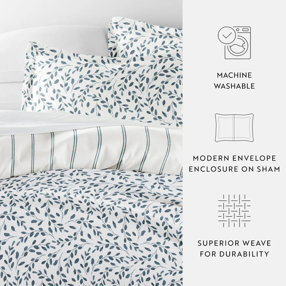 Watercolor Vines Pattern 3-Piece Reversible Duvet Cover Set (Sale) - Image 13