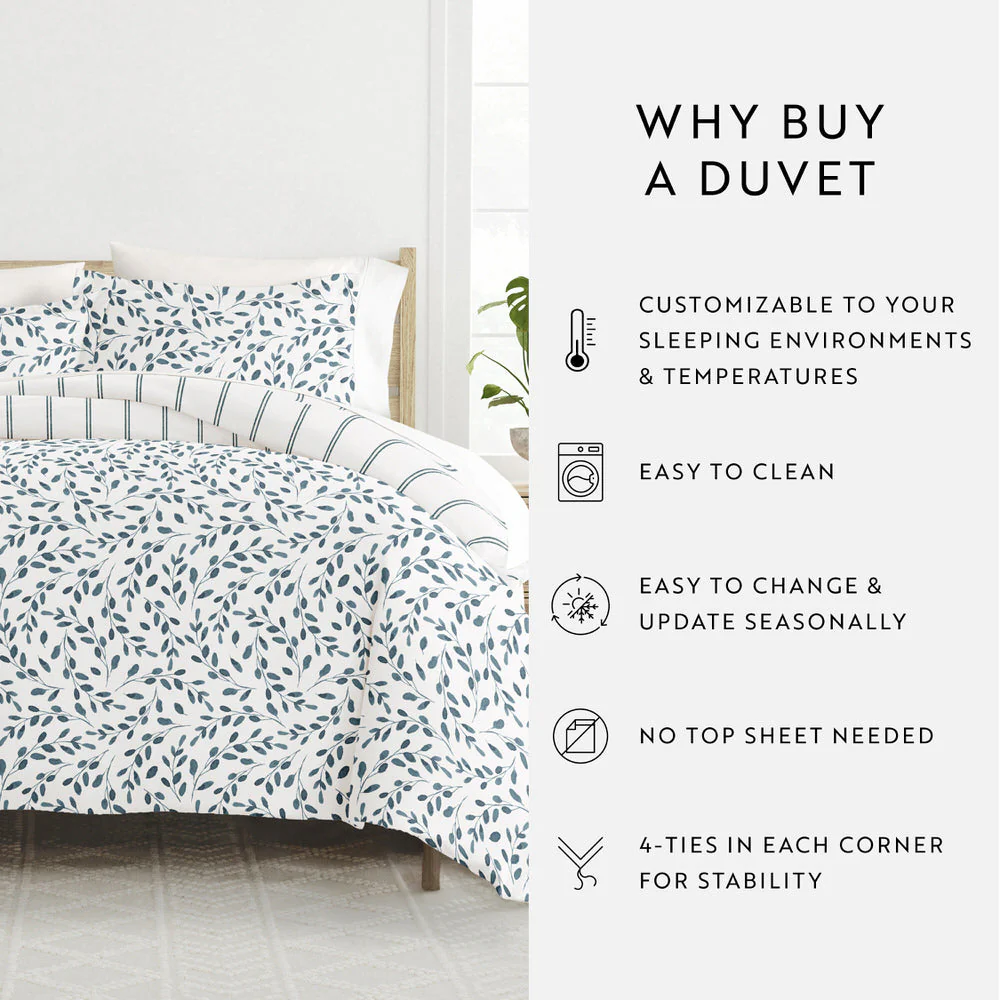 Watercolor Vines Pattern 3-Piece Reversible Duvet Cover Set (Sale) - Image 15