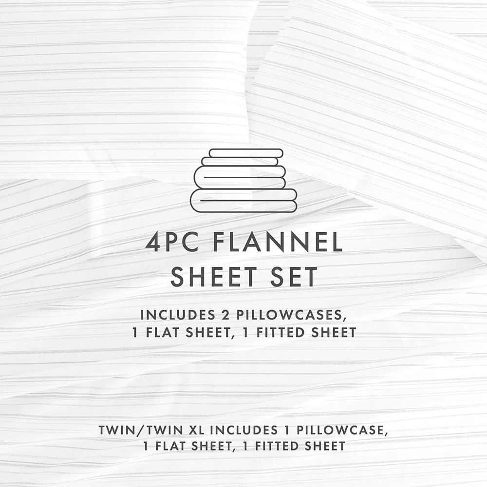 Weathered Stripe 4-Piece Flannel Sheet Set (Sale) - Image 5