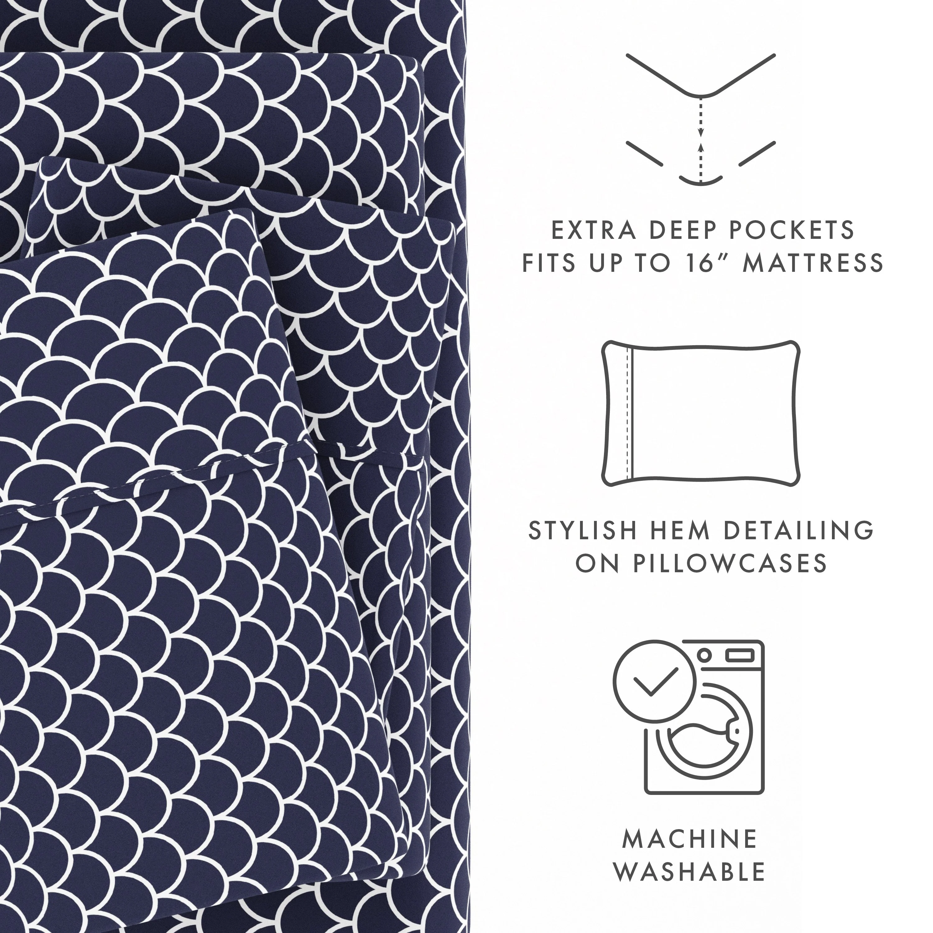 Scallops Pattern 4-Piece Sheet Set - Sale - Image 22