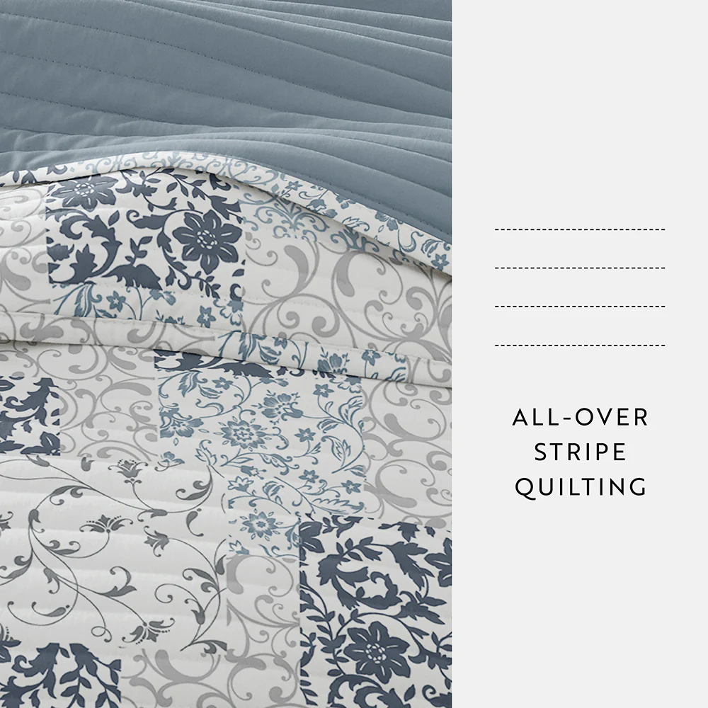 Scrolled Patchwork Reversible Quilted Coverlet Set - Sale - Image 21