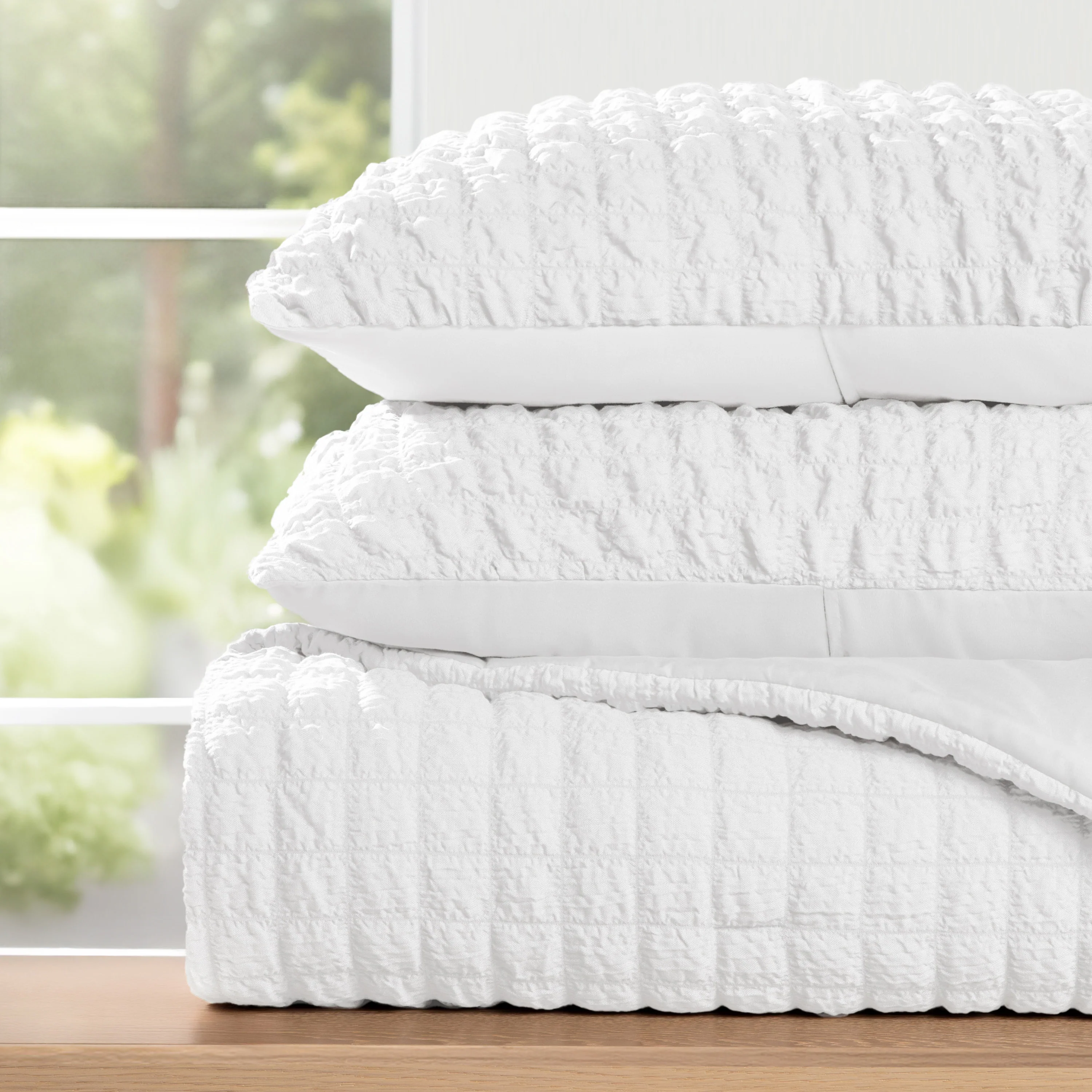 Seersucker Box Textured Down-Alternative Comforter Set - Image 12