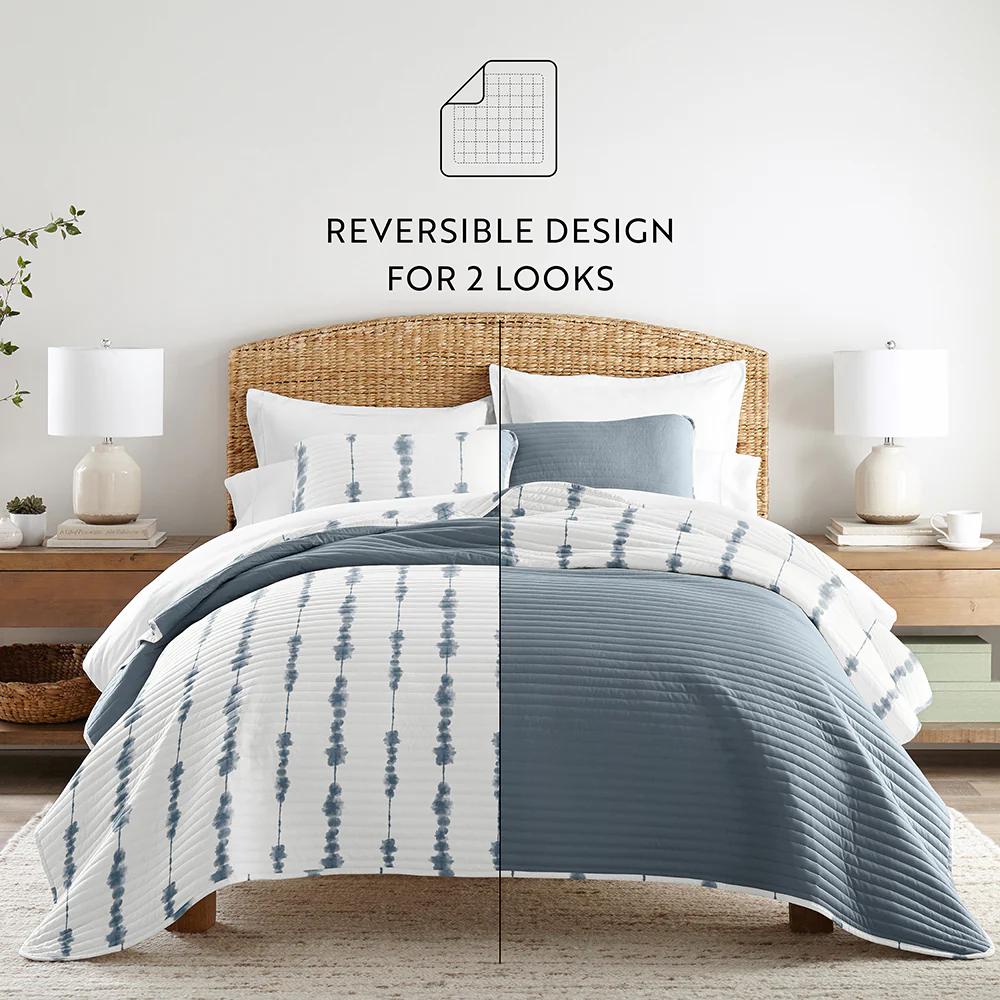 Shibori Reversible Quilted Coverlet Set - Sale - Image 5