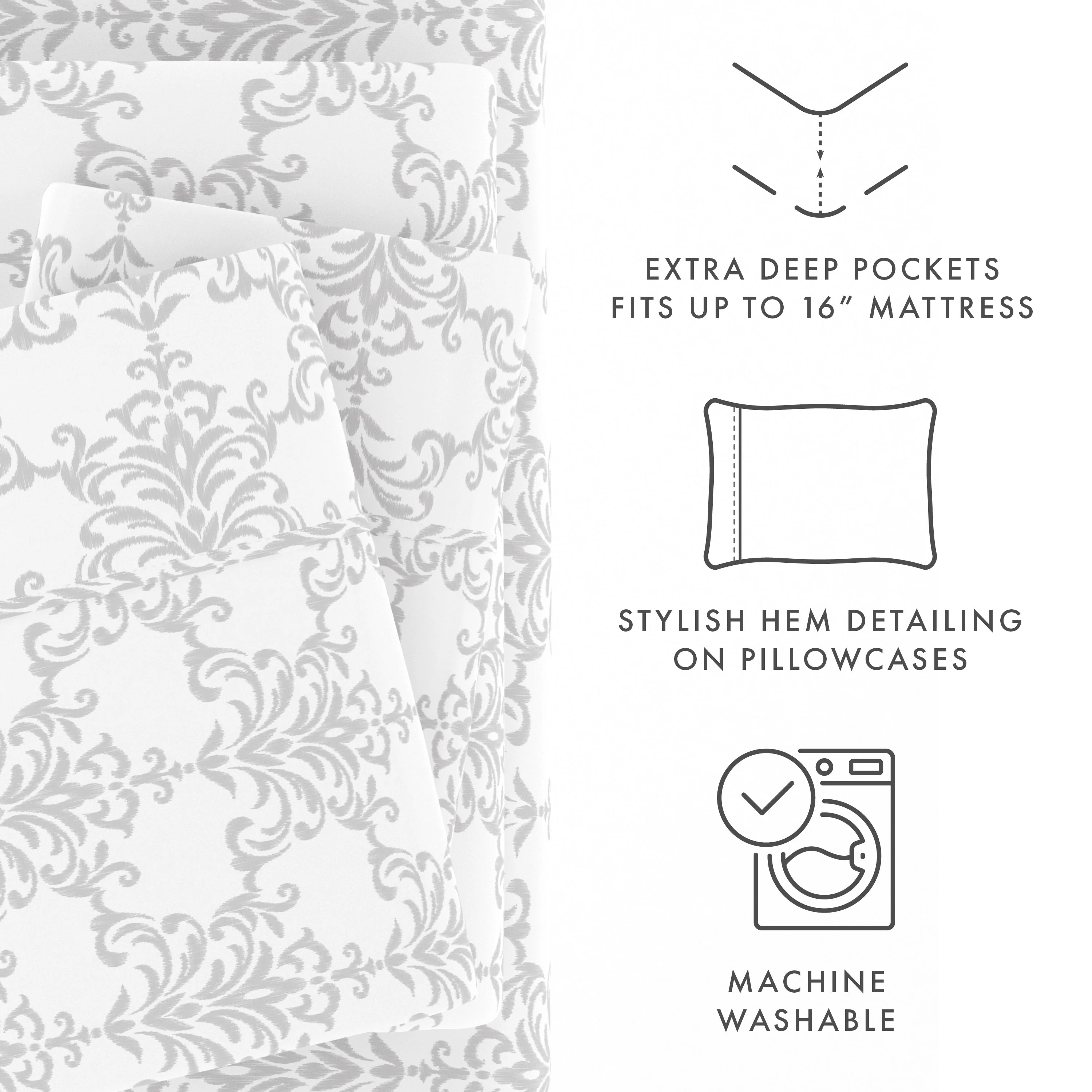 Soft Bouquet Pattern 4-Piece Sheet Set - Sale - Image 7